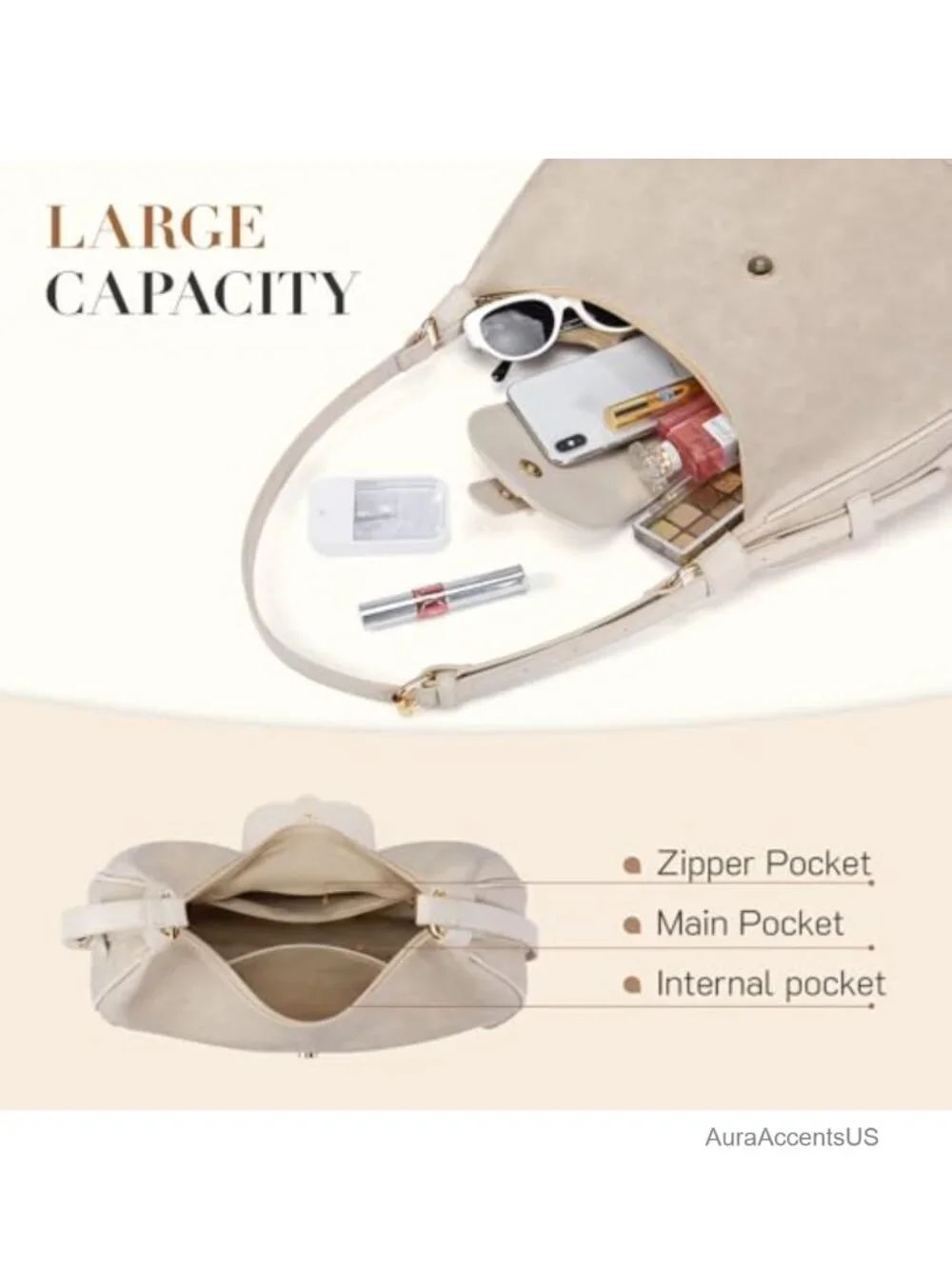 Large Hobo Handbag Women Suede Faux Leather Shoulder Bag
